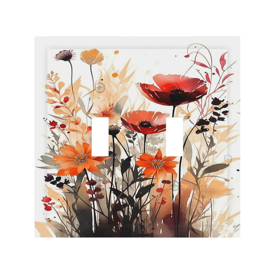 Naiqadnehz Decorative Switch Plates Country Watercolor Flowers Art Wildflower 2 Gang Double Toggle Wall Plate Outlet Light Switch Cover Electrical Faceplate for Bedroom Cabin Decor
