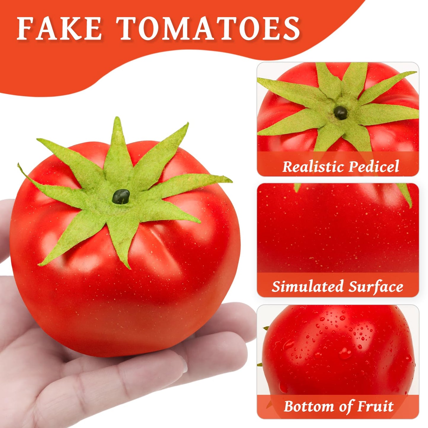 Meiwlong 6pcs Fake Tomatoes,Realistic Fake Vegetables for Home Decorations