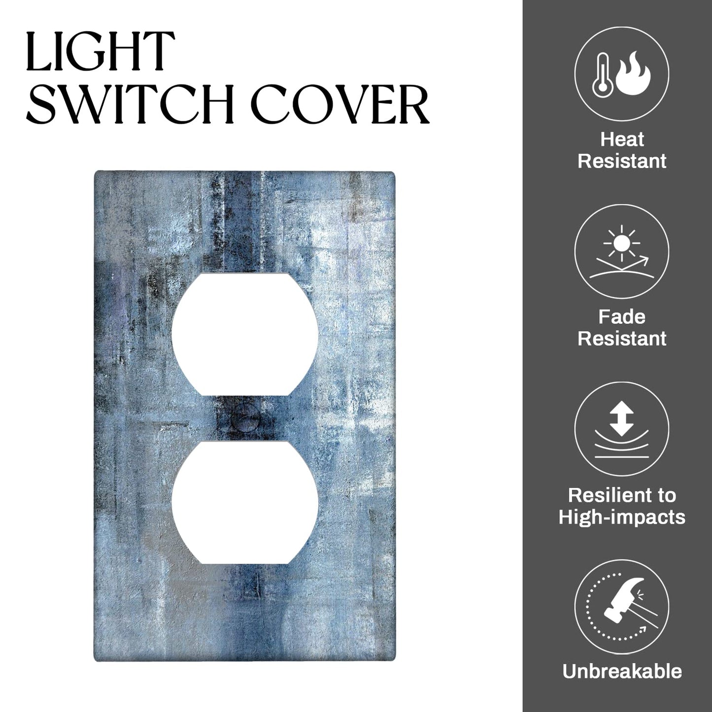 Blue Grey Duplex Electrical Outlet Wall Plate Decortive Light Switch Cover Abstract Art Wall Plate Cover Wallplates for Bedroom Kitchen Home Decor