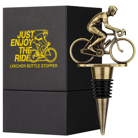 LKKCHER Bicycle Wine Bottle Stopper, Cute Wine Gifts for Men Women, Vintage Bicycle Cycling Gifts, Father Gifts Christmas Birthday Gifts for Rider Cyclist, Bronze Wine Saver, Wine Accessories