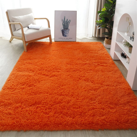 Lifup Soft Fluffy Rectangle Area Rug, Cozy Plush Shaggy Carpet for Living Room Bedroom Home Décor Orange 2.6 x 5.2 Feet