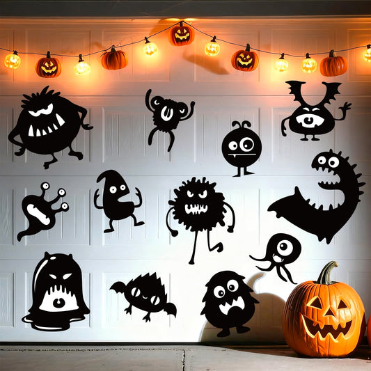 JarThenaAMCS 12 Pcs Halloween Garage Magnets Decoration Spooky Monster Garage Door Decals Magnetic Refrigerator Stickers for Halloween Party Home Car
