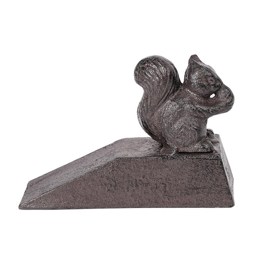 Sungmor Heavy Duty Cast Iron Squirrel Door Stops | Decorative Cute Animal Statue Metal Door Stopper Wedge with Non-Slip Mat | Solid & Antique Style Windproof Door Holder for Patio Garden Farmhouse