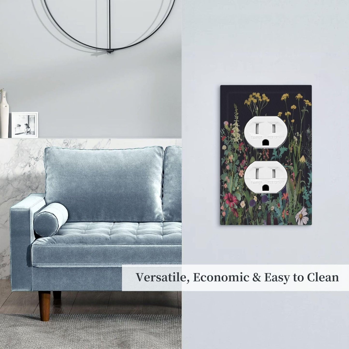 Tewujay Outlet Covers Boho Wildflowers Herbs Floral 1 Gang Duplex Light Switch Cover Plate Decorative Wall Plates Electrical Switchplate Receptacle Cover for Bathroom Bedroom Decor