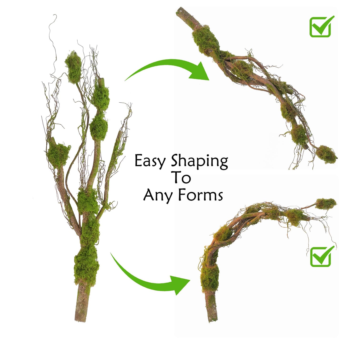 55inch Large Artificial Tree Branches Trunk Faux Moss Jungle Vine Thick Woodsy Tree Twigs Giant Bendable Creepy Green Plants for Wall Hanging Yard Mantel Forest Shelf Theme Party Halloween Decor