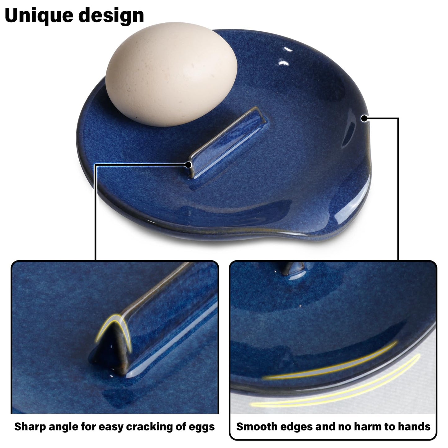 FFQ Spoon Holder, Spoon Rest for Kitchen,Ceramic Spoon Holder for Stove Top, Cooking Spoon Holder,Heat Resistant Utensil Rest for Countertop, Blue