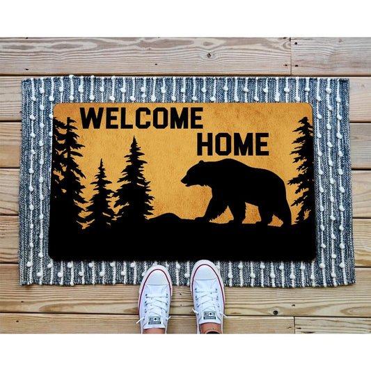 GXFC ZHAO Funny Welcome Doormat for Entrance Way Indoor Front Porch Decor Anti-Slip Rubber Rugs Novelty Prank Gift Mats 23.7"(L) x 15.9"(W) (Welcome Home Bear Moutain Advanture)