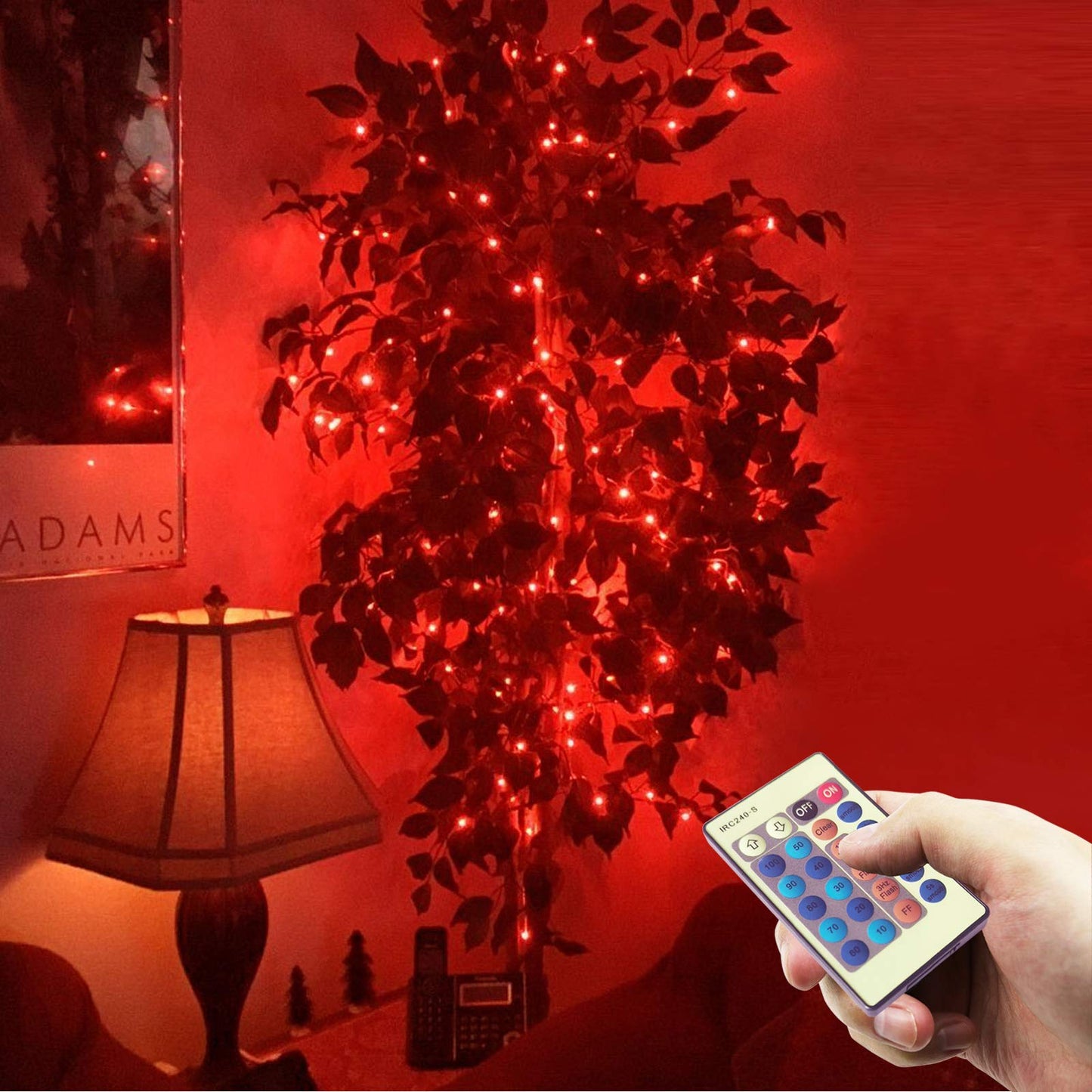 RUICHEN Dimmable Copper Wire 33 Ft 100 LED Fairy String Lights Plug in with Remote, Red