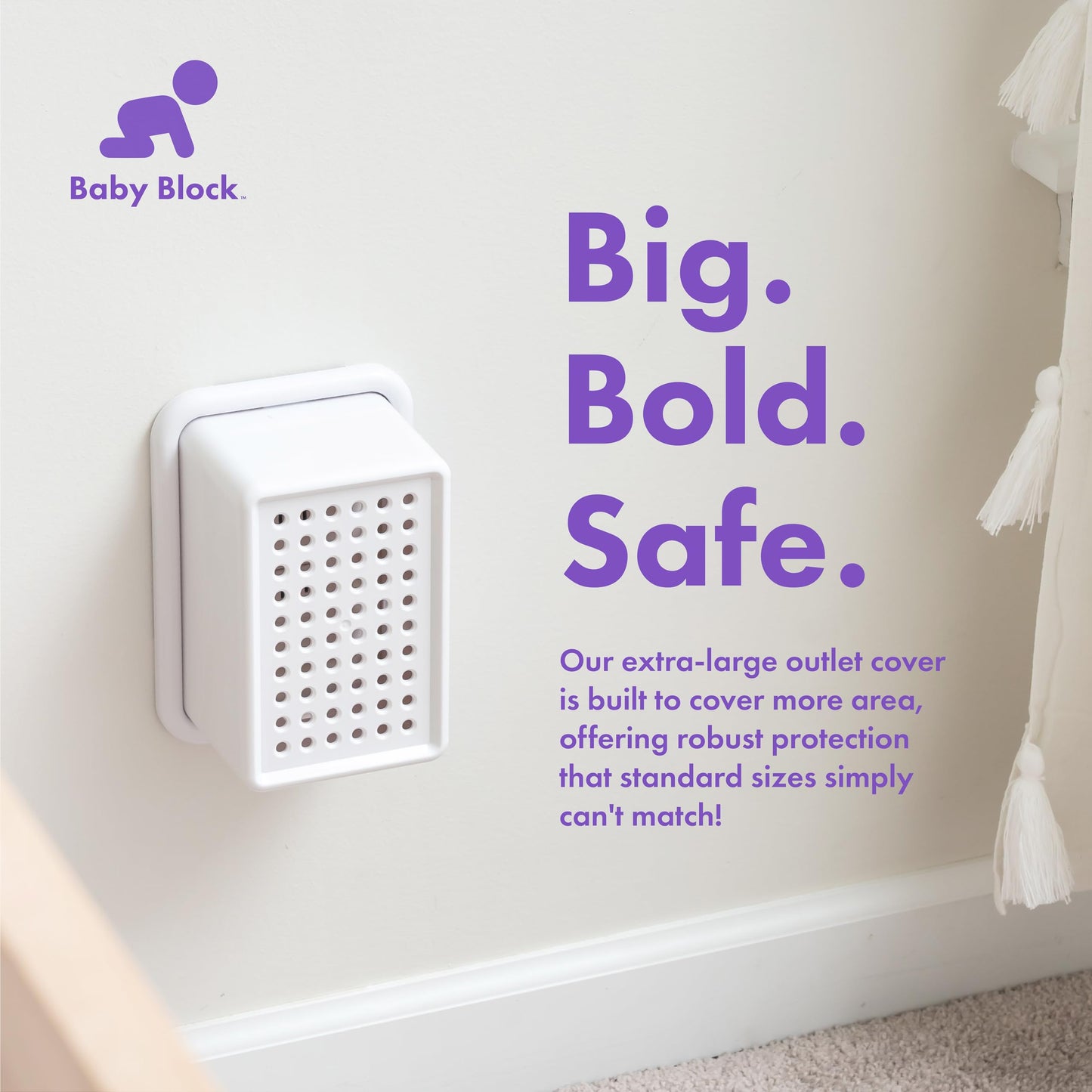 Large Outlet Cover Box for Outlet Covers Baby Proofing – Extra Large Baby Proof Outlet Cover Box for Bulky Plugs, Doorbell Transformers, Wide Adapters & Power Bricks