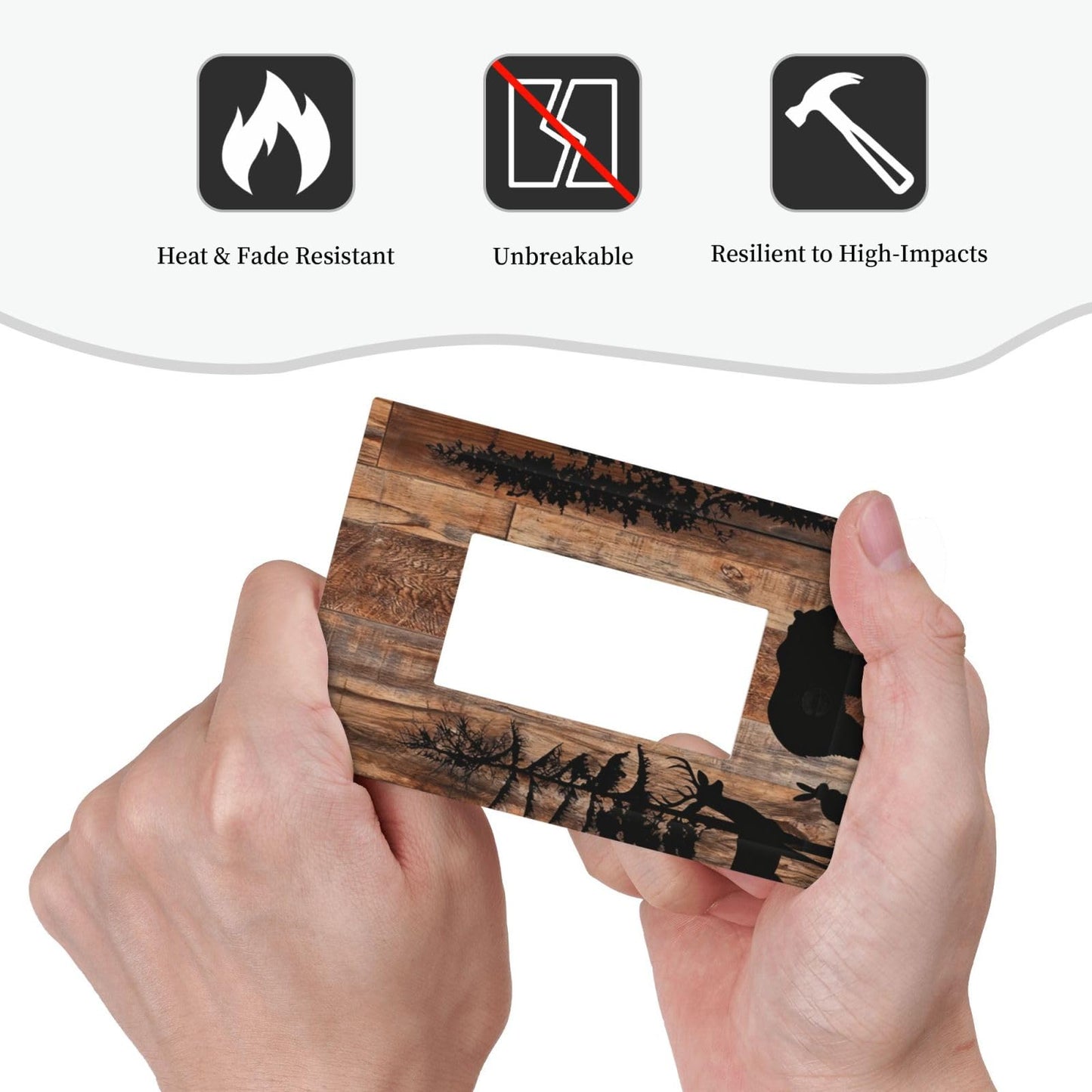 Nadoabtm Decorative Outlet Covers Rustic Woodland Animal Silhouette Bear Deer 1 Gang Single Rocker Light Switch Cover Plate Electrical Switch Plate Cover Gfci Wall Plates For Cabin Farmhouse Decor