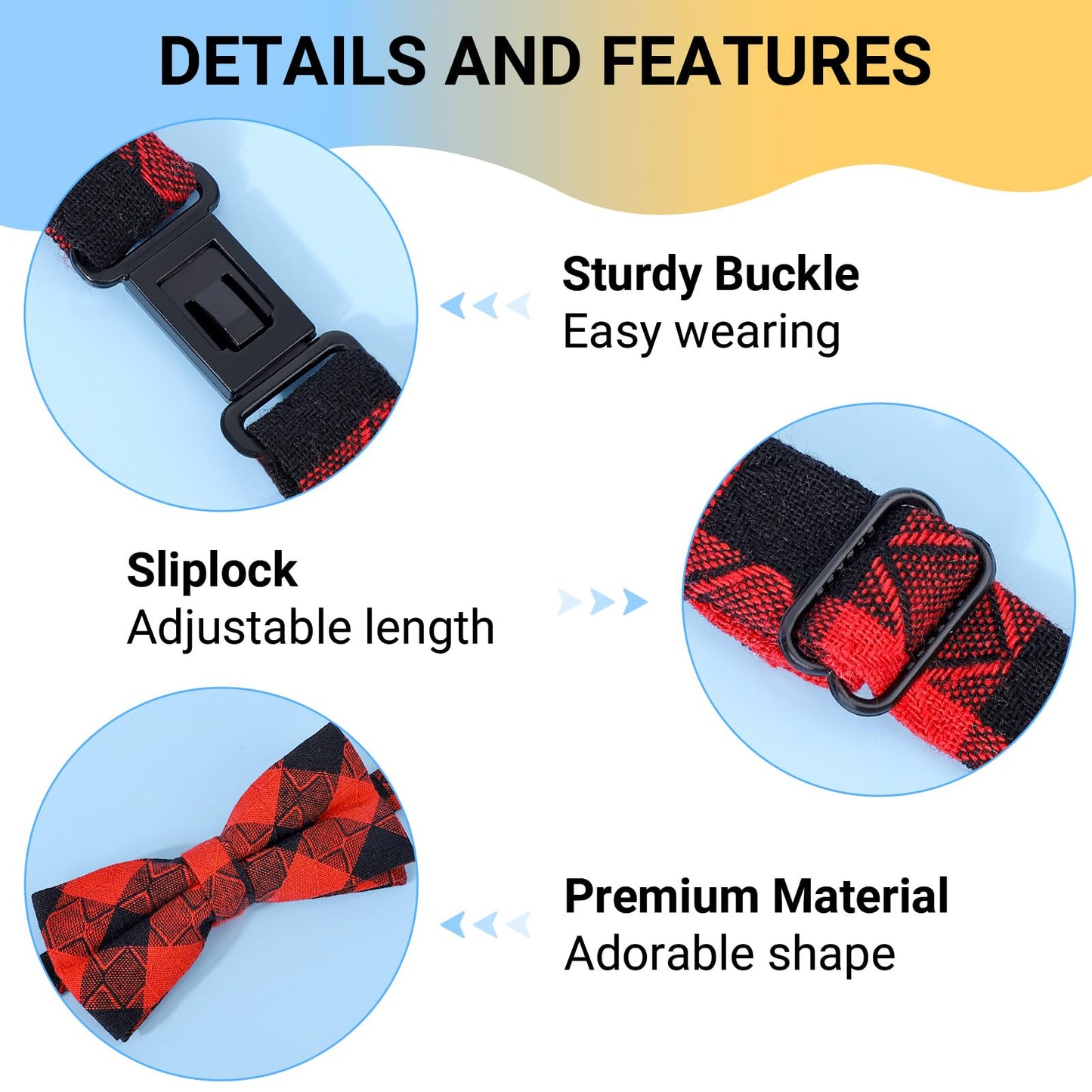 Segarty Puppy Bow Ties, 10 PCS Dog Bowtie Collar Bulk Holiday Cat Collar Grooming Bows for Pet Photography Festival Party Neck Wear Gift, Cute and Plaid Patterned