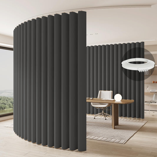 Jilron Room Divider Curtain Ceiling Curtain Track Set for Blackout and Privacy (Gray Curtain + White Track) 106" W x 84" L -1 Piece
