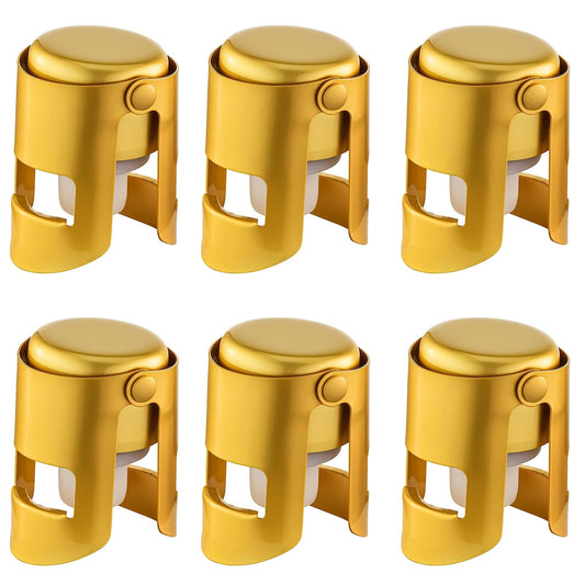 BETTFOR Champagne Stoppers with Stainless Steel Champagne Saver with Food Grade Silicone Leak proof Keep Fresh Suitable for Champagne, Cava, Prosecco and Sparkling(Gold, 6 Pack)