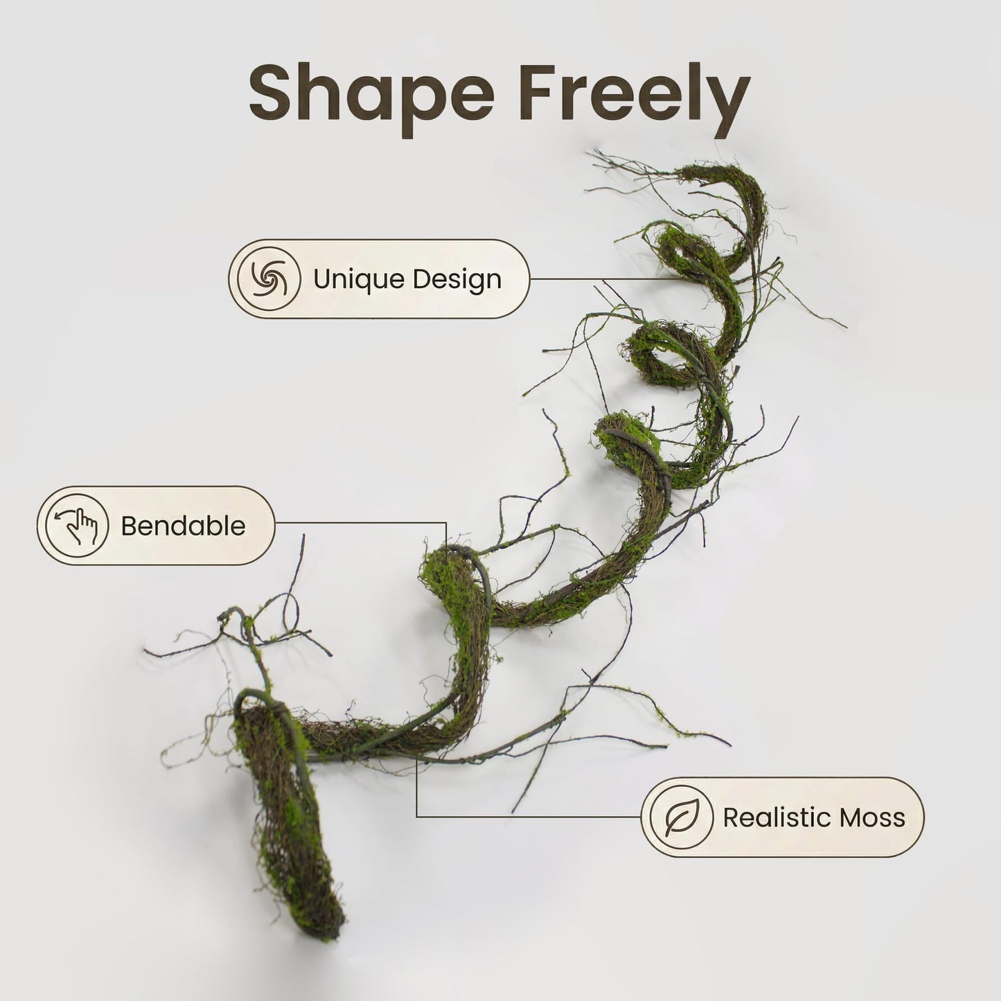 120 inch bendable artificial Dragon Whisker MossVine Green Hanging fake Plants for indoor outdoors entryway Wall Tree Jungle Vine sfireplace Decoration Reptiles Branches Christmas Halloween Easter