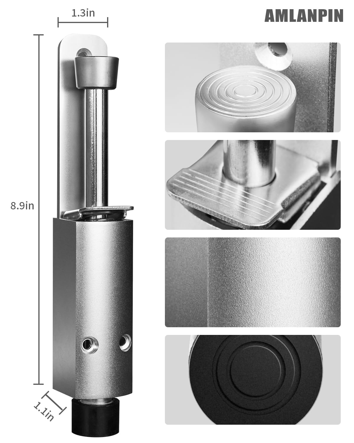 Door Stop - Heavy Duty Spring Loaded Step Down Push On Door Holder/Stopper - Foot Operated Door Holder for Outdoor and Commercial Use (1, Silver)