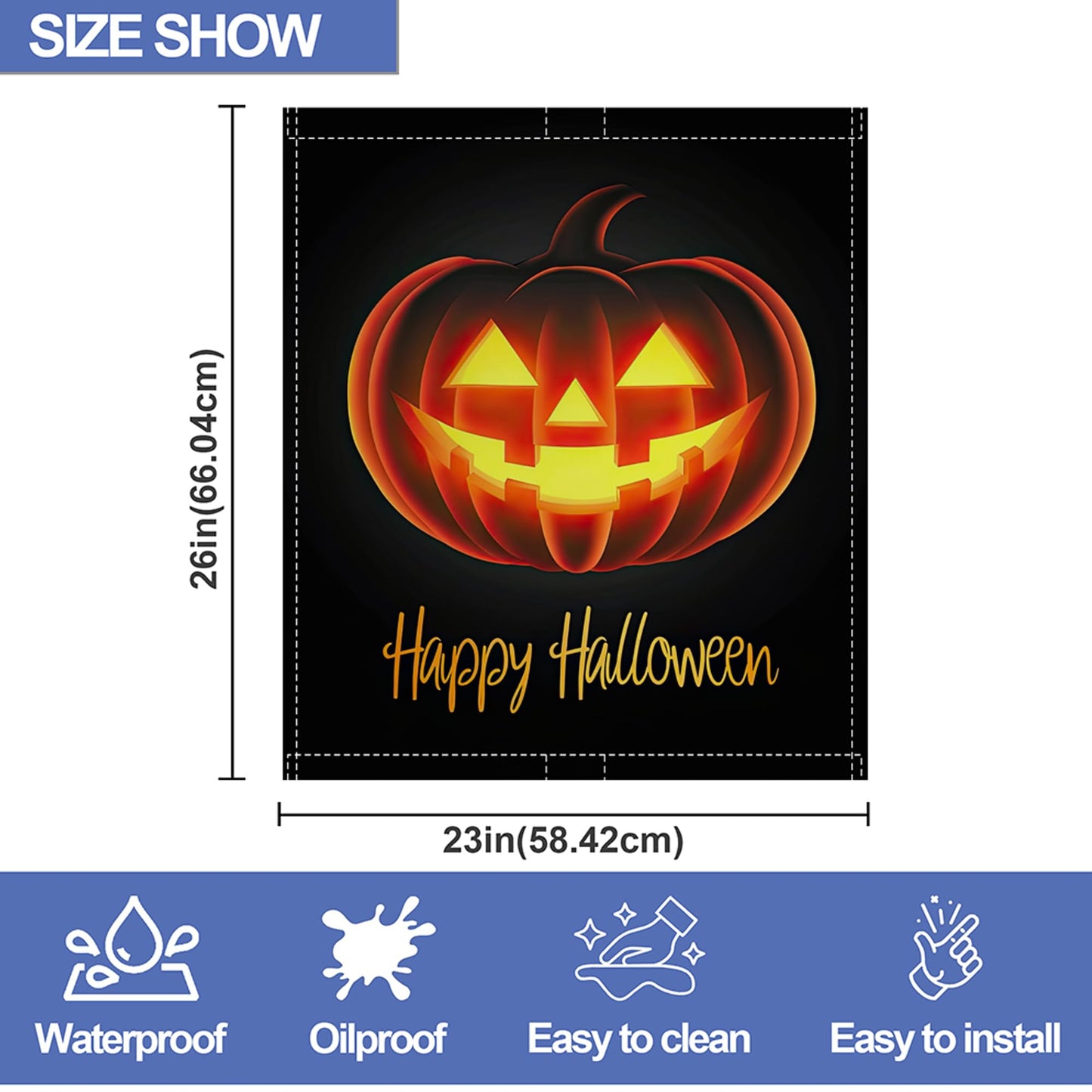 Halloween Spooky Pumpkin Dishwasher Magnet Cover,Front Dishwasher Cover Decoration Reusable Decorative Magnetic Cover for Home Kitcen Appliance 23x26 Inch