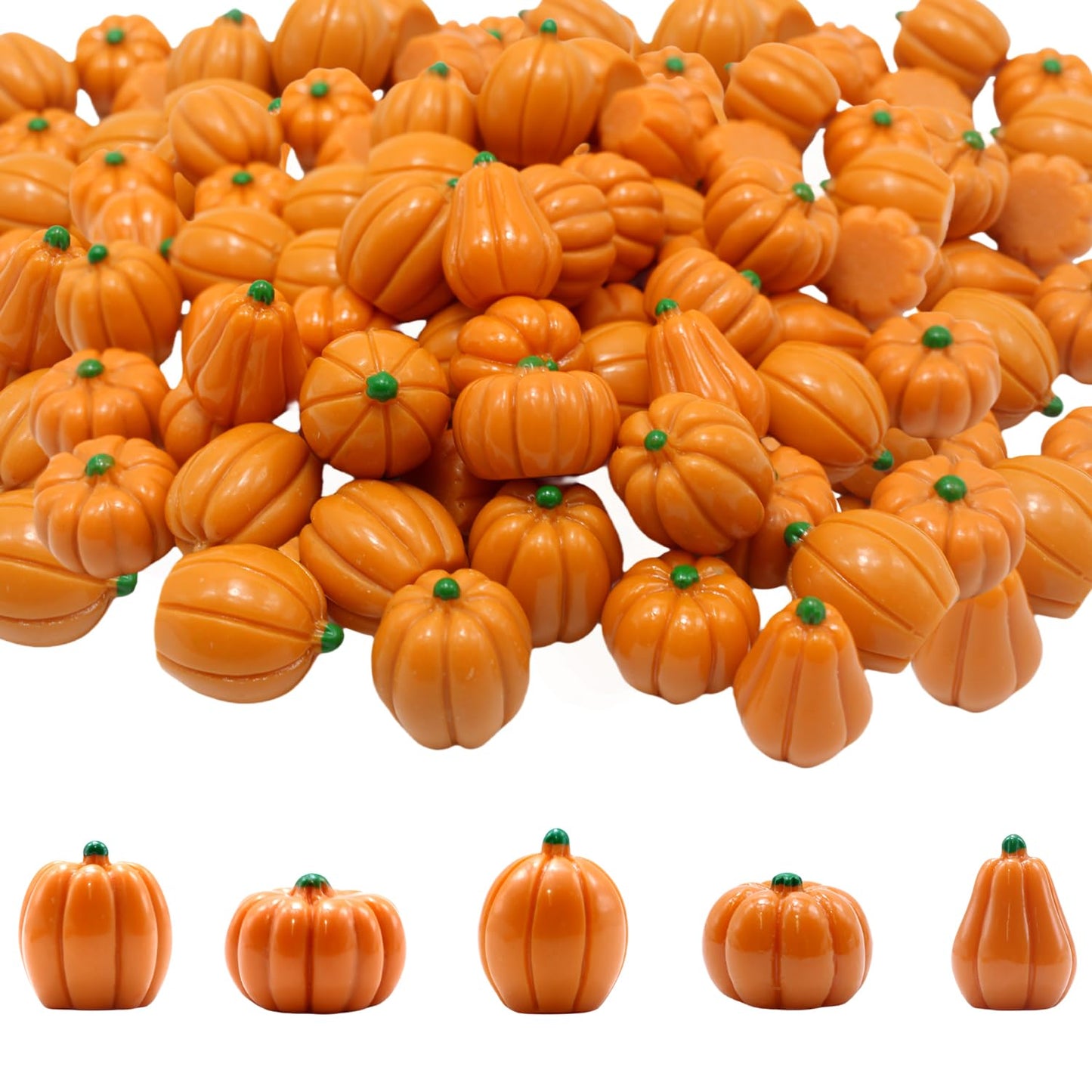 DoubleWood Mini Pumpkins for Crafts, 60Pcs Decorative Miniature Pumpkin, Little Fake Pumpkin, Resin Pumpkins for Fall Decor, Halloween, Thanksgiving, Vase Filler (60, Orange)