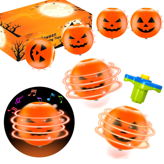 Halloween Treats Non Candy for Kids 6 Pack, Wind Up Pumpkin Spinning Tops Toys Gifts for Toddlers, Halloween Boo Basket Bucket Goodie Bag Stuffer School Party Favors Prizes Trinket for Boys Girls