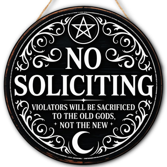 Gothic Gifts No Soliciting Sign for House Front Door, Witchy Gift No Soliciting Sign for Halloween