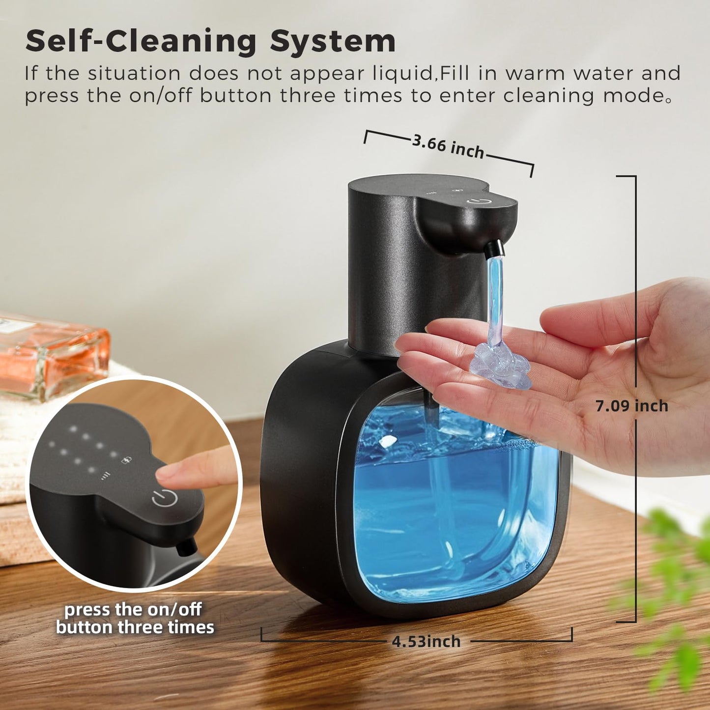 DODO MEKIA Automatic Liquid Soap Dispenser, 17oz/500ml Touchless Rechargeable with 4-Level Adjustable & IPX5 Waterproof - Level Display for Wall/Tabletop Use in Bathroom, Kitchen, Black