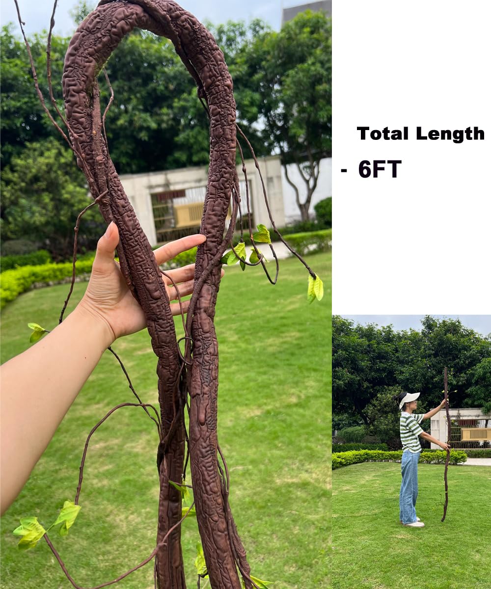 Bakoukiter Bendable Artificial Tree Thick Trunk Twigs Cane Climbing Vine Branches with Moss 6Ft Faux Plant Garland for Forest Home Wedding Garden Wall Hanging Decoration 1PC