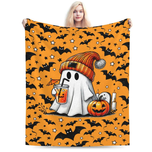 Halloween Blanket for Women Men, Haunted Halloween Themed Design Printed Throw Blankets for Teens Adults Lap, Chair Sofa, Warm Soft Cozy Blanket, 50"x 60"