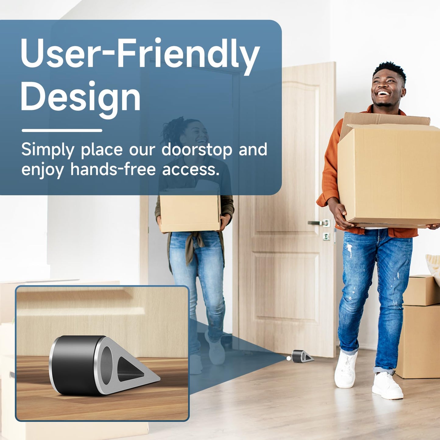 2 Pcs Heavy Duty Door Stopper for Bottom of Door, Aluminum & Rubber Door Stop Wedge- Keep Doors Open in Home, Apartment, Office, Hotel, 4.92L*1.02W*1.22H Inch,Silver