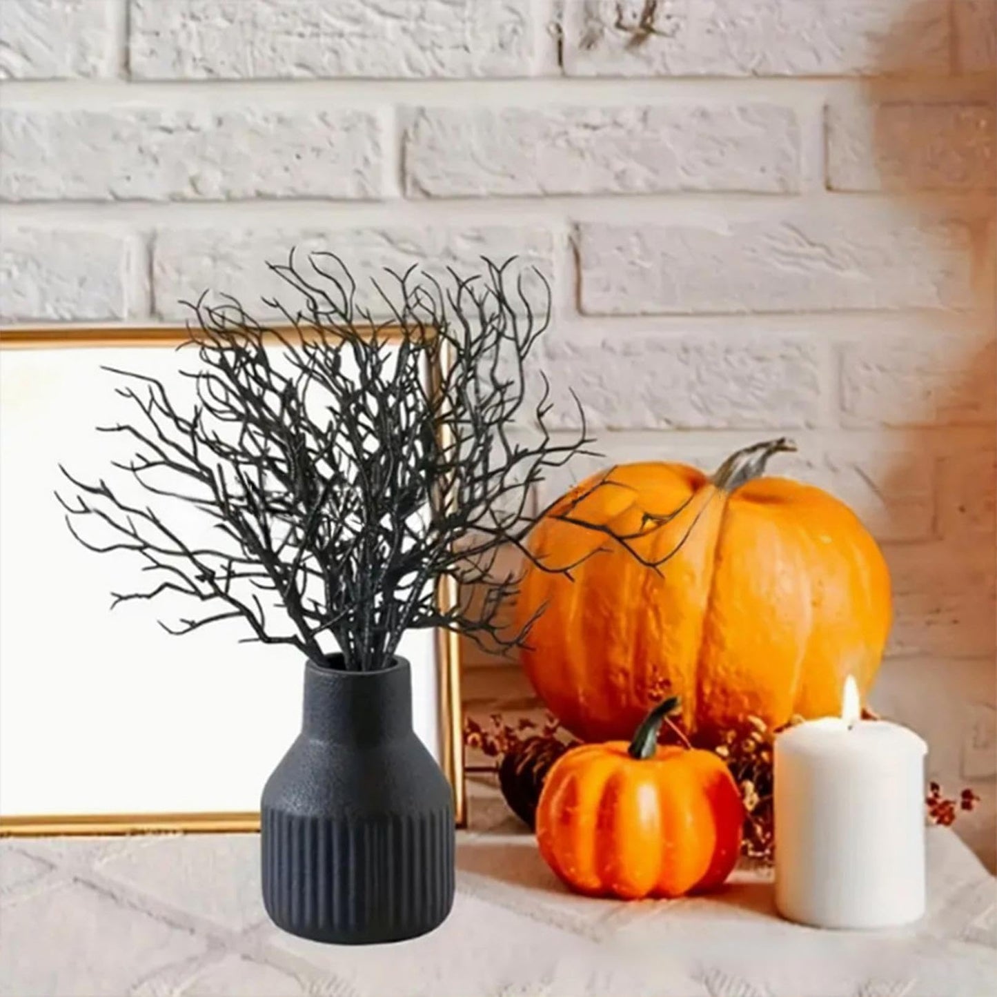 12PCS Black Manzanita Branches Halloween Artificial Antler Decorative Twigs Halloween Floral Stems Picks Black Dried Tree Branch for Vase Filler Gothic Wedding Table Centerpieces Home Party Supplies
