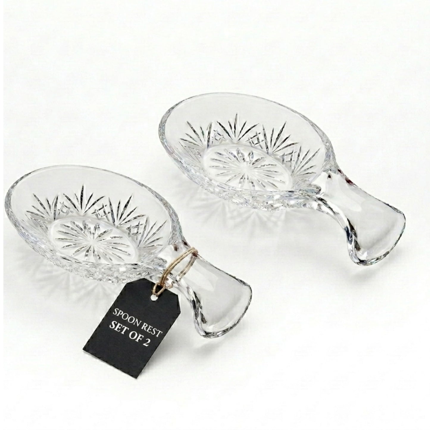 Godinger Spoon Rest for Kitchen, Crystal Glass Spoon Holder Rest - Dublin Collection - Set of 2