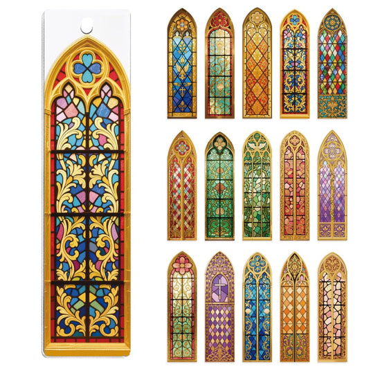 Peacoblue 30pcs UV DTF Bookmarks Transfer Stickers Wraps Baroque Church Stained Glass for Women Men Reading, Waterproof Bookmarkers Decal(No Blank Bookmarks) for Acrylic Plastic Metal Blank Bookmark