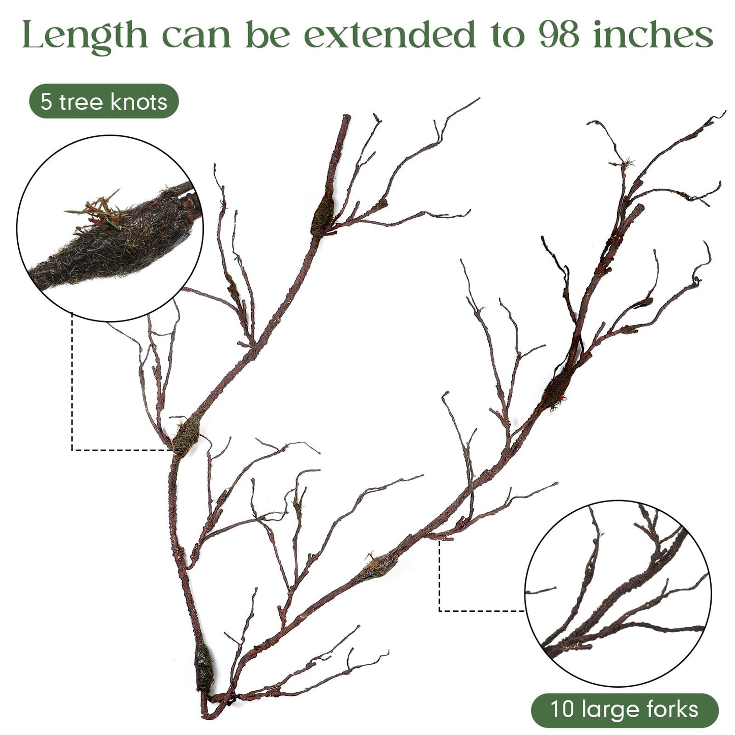 Giegxin 1 Pcs 98in Bendable Artificial Tree Branches for Decoration Fake Tree Twigs Fake Vine Branches Artificial Plants Trunk Greenery Garland for Garden Forest Wedding Home Wall Outdoor Spring