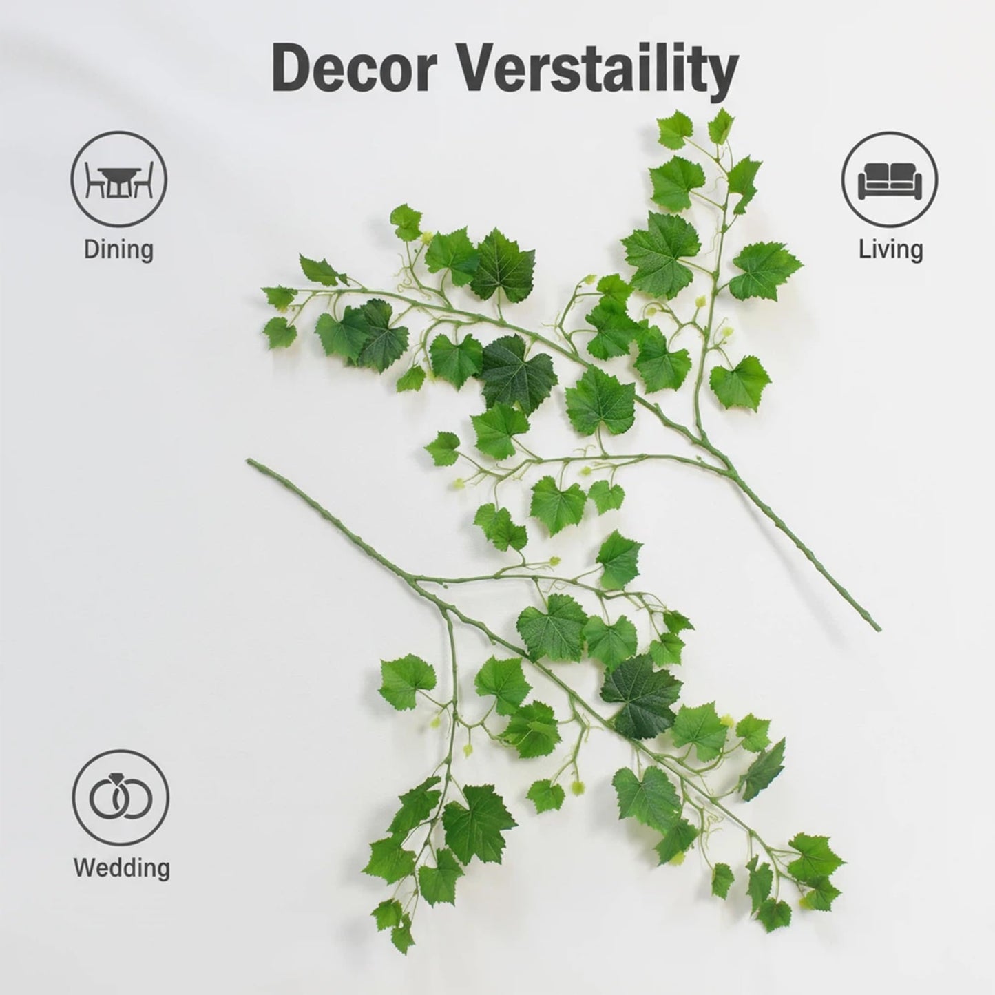 2pcs 40in Artificial grape branches fake vine plants grape leaves（green）