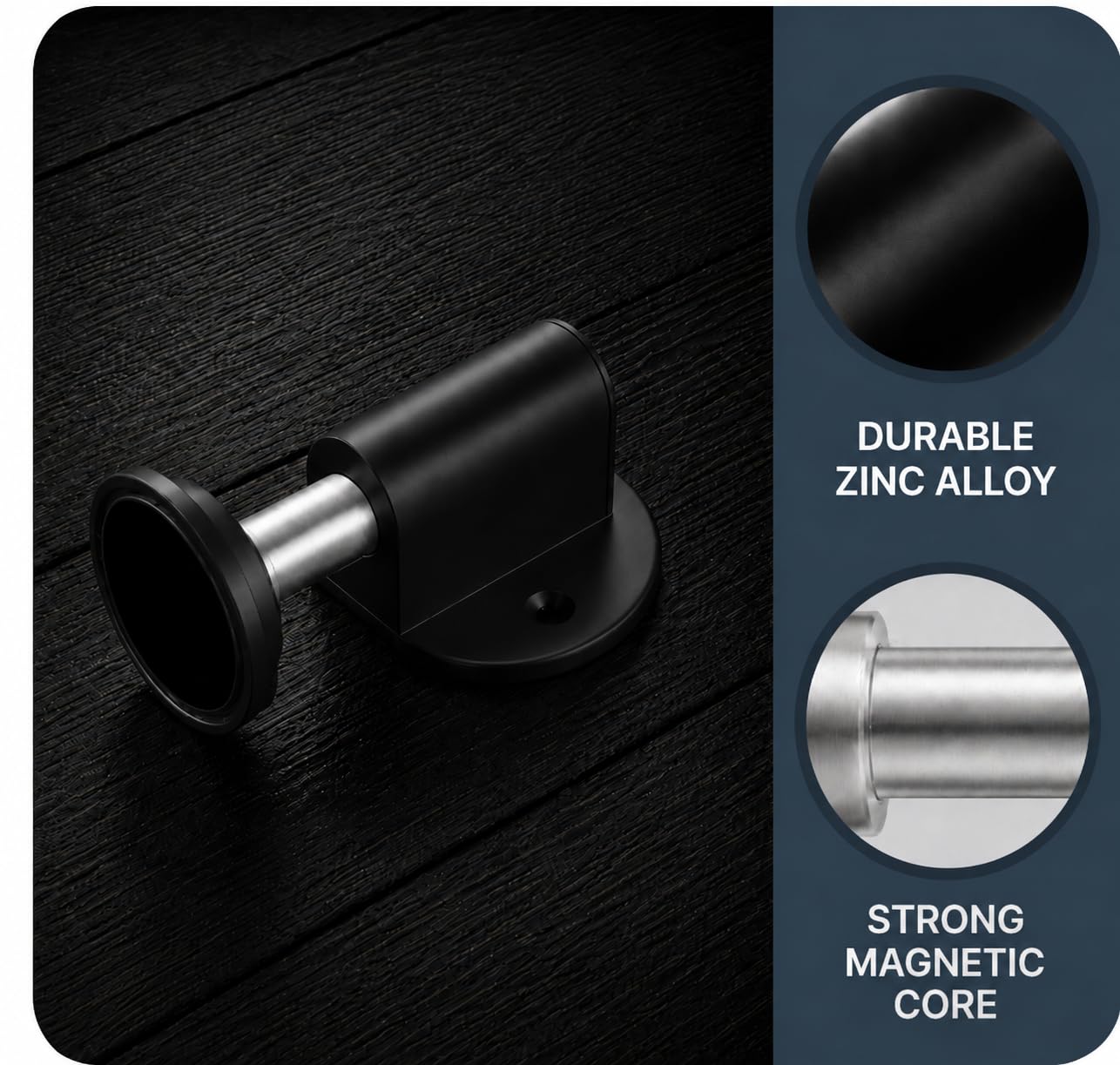 Magnetic Door Stopper for Bottom of Door with Magnetic Door Stop in Black