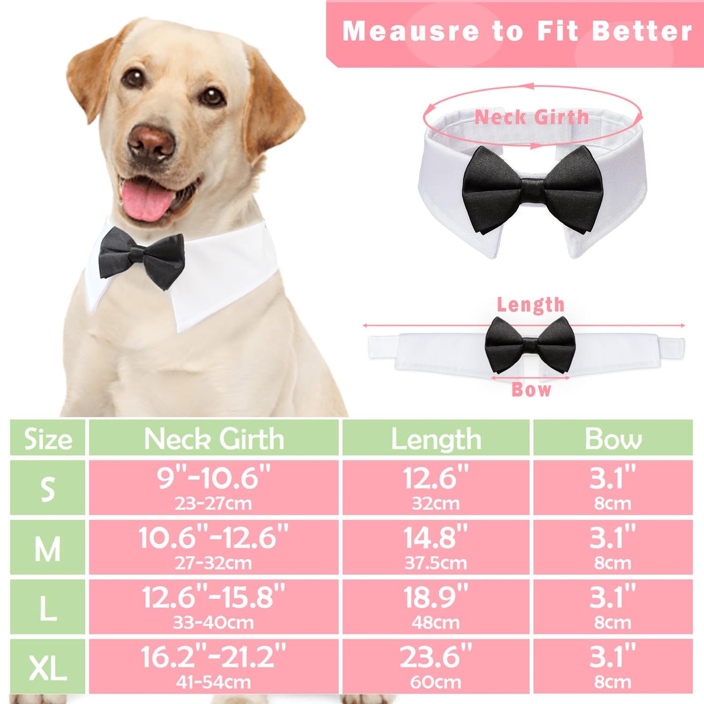 Bow Ties for Dogs, KOOLMOX 8PCS Adjustable Tuxedo Dog Collar Sewed with Dog Bow Ties for Small Dogs Cats Puppy Bow Tie Wedding Valentine's Graduation Tux Outfit Halloween Costumes