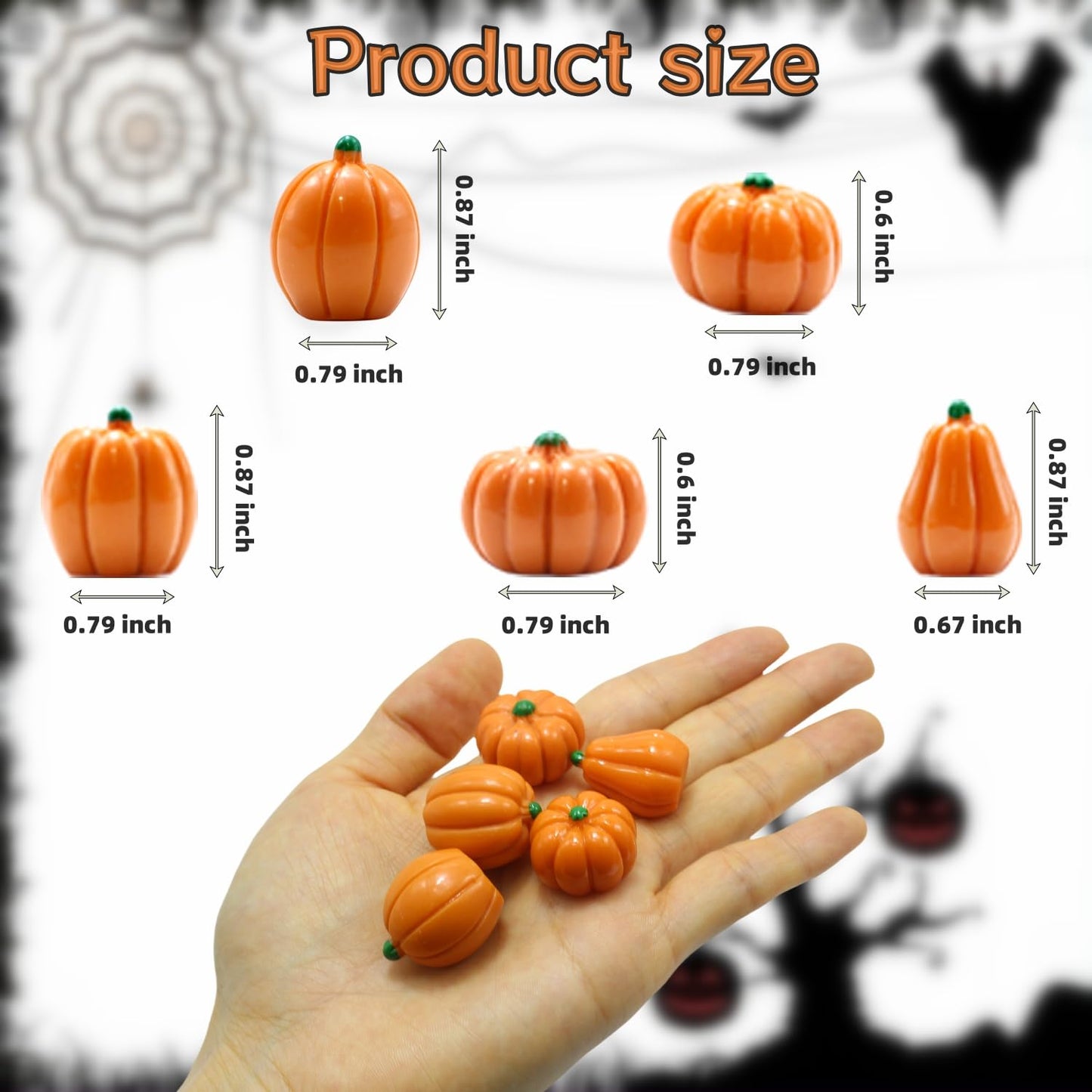 DoubleWood Mini Pumpkins for Crafts, 60Pcs Decorative Miniature Pumpkin, Little Fake Pumpkin, Resin Pumpkins for Fall Decor, Halloween, Thanksgiving, Vase Filler (60, Orange)