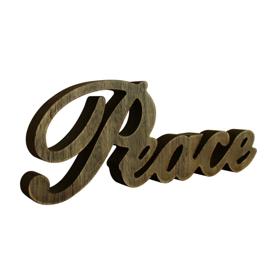 CVHOMEDECO. Rustic Vintage Distressed Wooden Words Sign Free Standing "Peace" Tabletop/Shelf/Home Wall/Office Decoration Art, 11 x 4-1/4 x 1 Inch