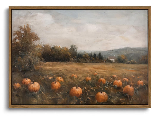 KISSFOX Framed Wall Art Vintage Wall Decor Landscape Pictures Thanksgiving Pumpkin Canvas Art Cottage Paintings Fall Countryside Prints Farmhouse Artwork For Bedroom Living Room Kitchen