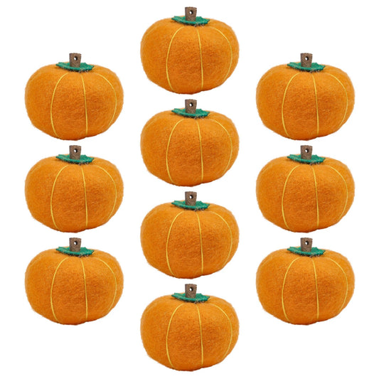 CHGCRAFT 10 Pcs Wool Felt Pumpkin 1.7 Inch Mini Fall Handmade Wool Felt Pumpkins for Crafts Autumn Thanksgiving Halloween Party Favors Farmhouse Decor, Orange Yellow