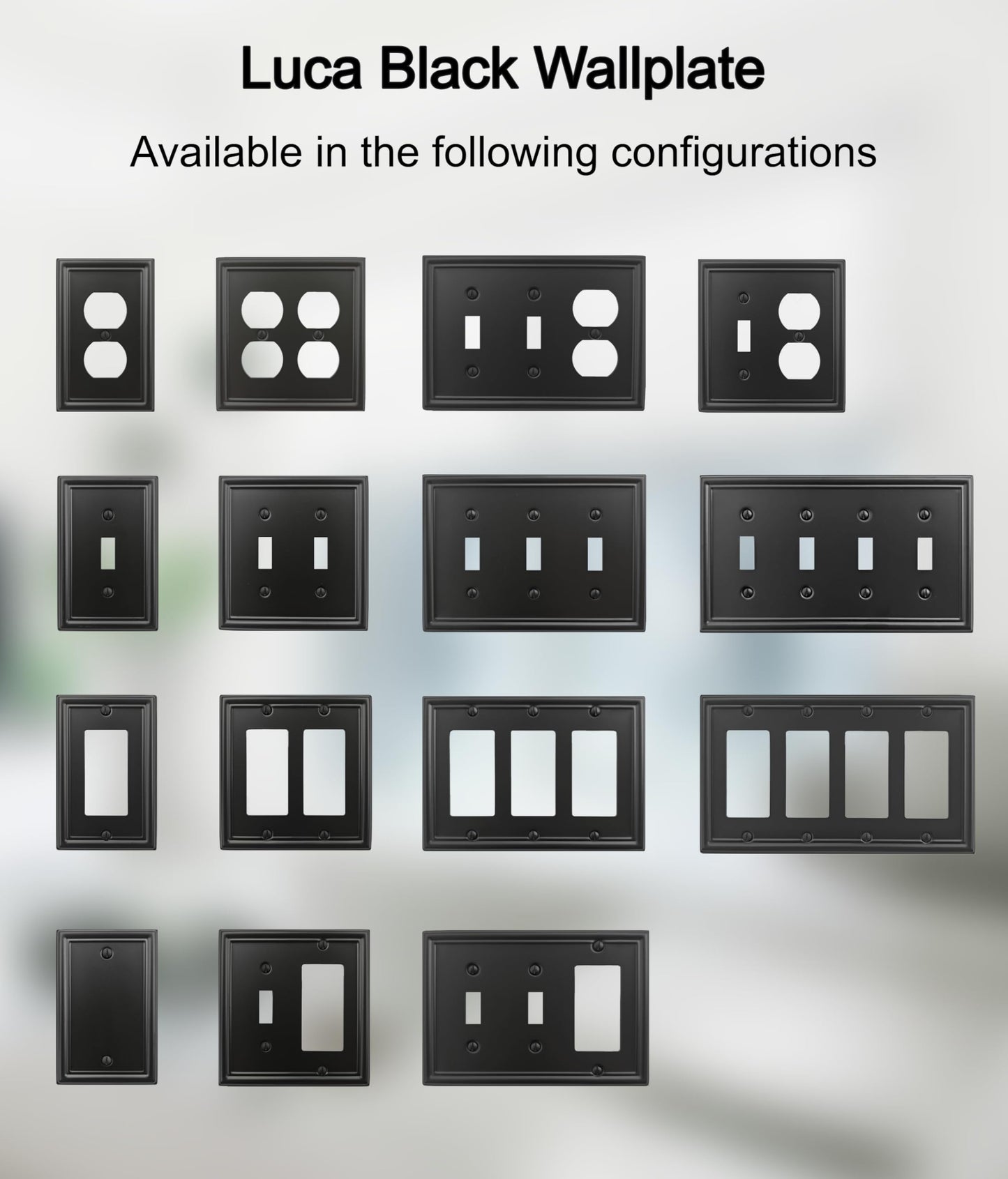 OKAWYC Single Duplex Outlet Cover Plate, 4- Pack Black Luca Metal Wall Plate 1 Gang, for Light Switch Cover, Receptacle Light Switch, Switch Cover Decorative Wallplate, Durable