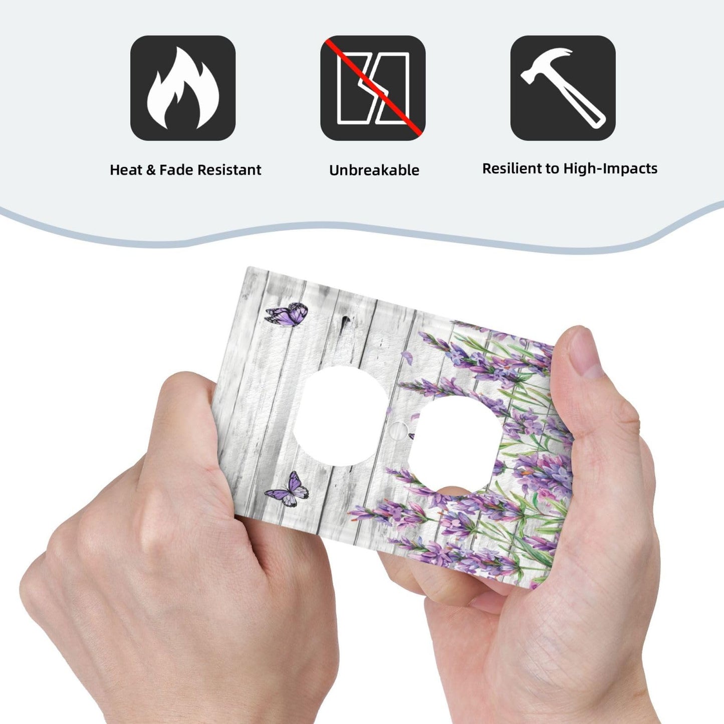 CKHTER Lavender Purple Lilac Butterfly Outlet Covers Light Switch Cover Decorative Rustic Floral Wall Plate Farmhouse Receptacle Faceplates for Living Room Bedroom Bathroom House
