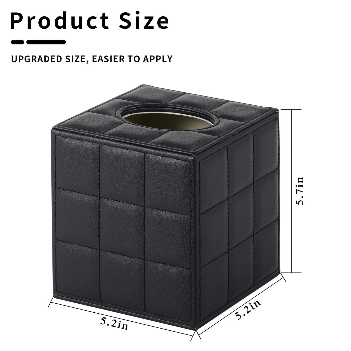 RHCSZ Modern Tissue Box Holder Square,Napkin Holder Pumping Paper Case Dispenser,Upgrade Large Size Facial Tissue Box Cover with Magnetic Bottom for Home Bathroom NightStand Office Desk (Black)