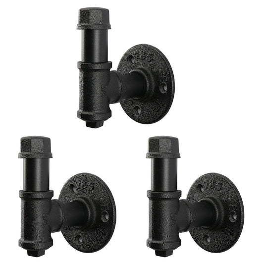 Jeasor 3 Pack Industrial Iron Pipe Robe and Towel Hooks Wall Mounted Home Decor, Bathroom Hardware Rustic Vintage Style Heavy Duty Farmhouse DIY Coat Hook for Wall Hanging