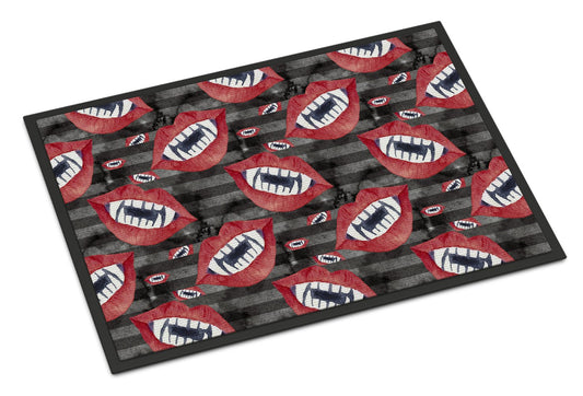 Caroline's Treasures BB7520MAT Watecolor Halloween Vampire Teeth Doormat 18x27 Front Door Mat Indoor Outdoor Rugs for Entryway, Non Slip Washable Low Pile, 18H X 27W