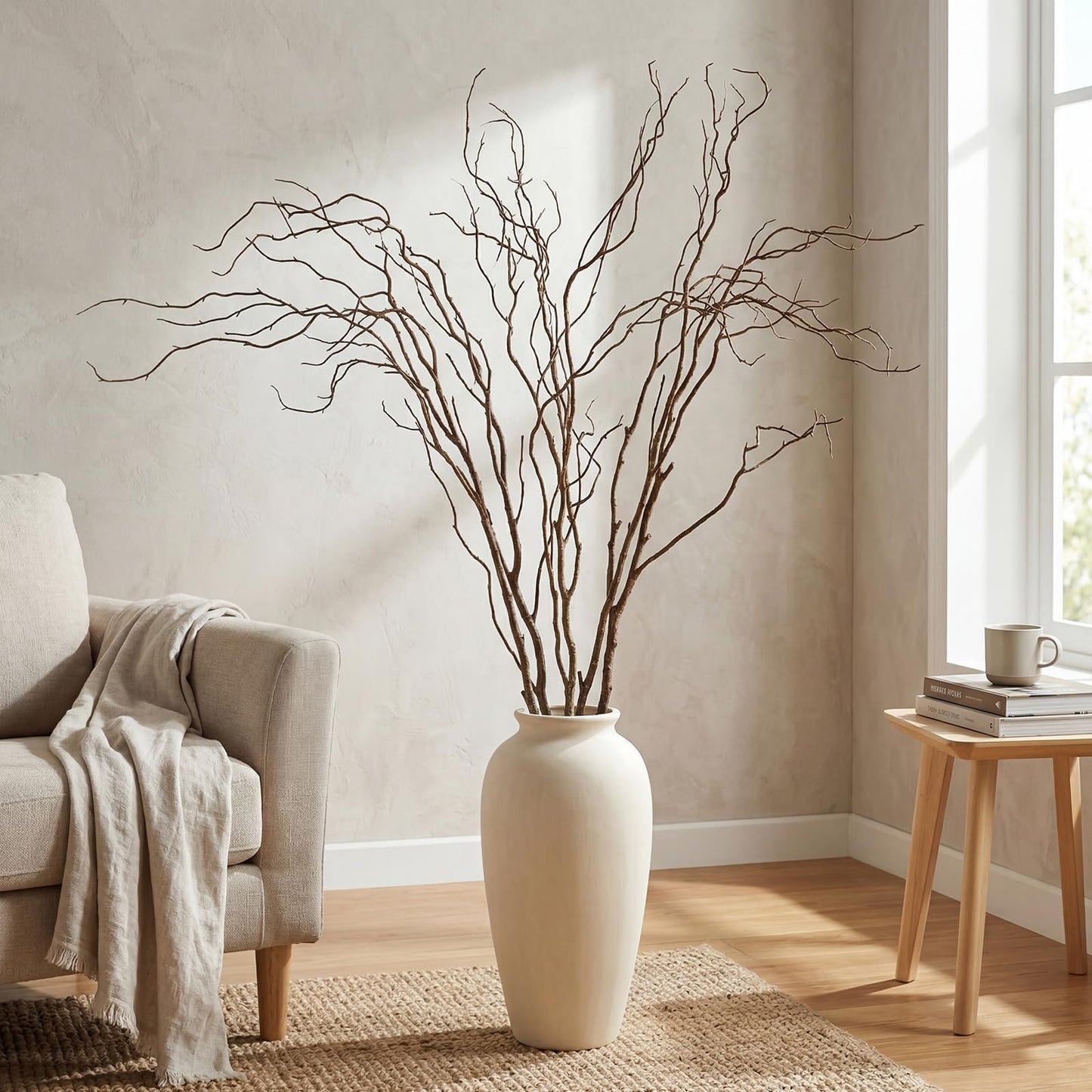 Norme 3 Pcs 65 Inch Lifelike Curly Willow Branches for Vases Artificial Decorative Dried Twigs Tall Plastic Vine Bendable Stick for DIY Plant Crafts Farmhouse Wedding Indoor Home Hotel Decor(Brown)