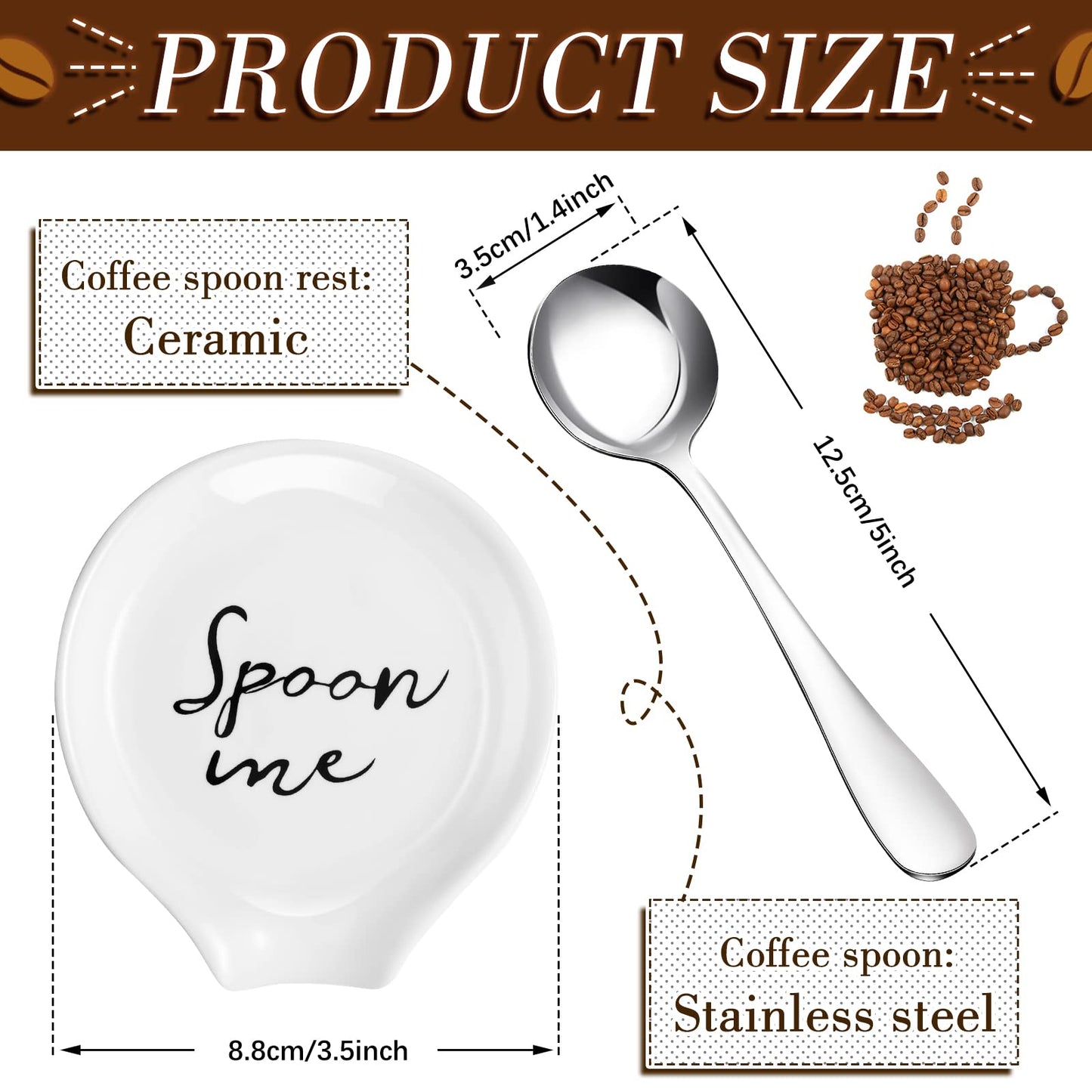 Honeydak 4 Pieces Coffee Spoon Rest and Small Teaspoon Holder Ceramic for Station Decor Stove Top Countertop Kitchen Accessories Nice Present for Coffee Lovers(Simple Style)