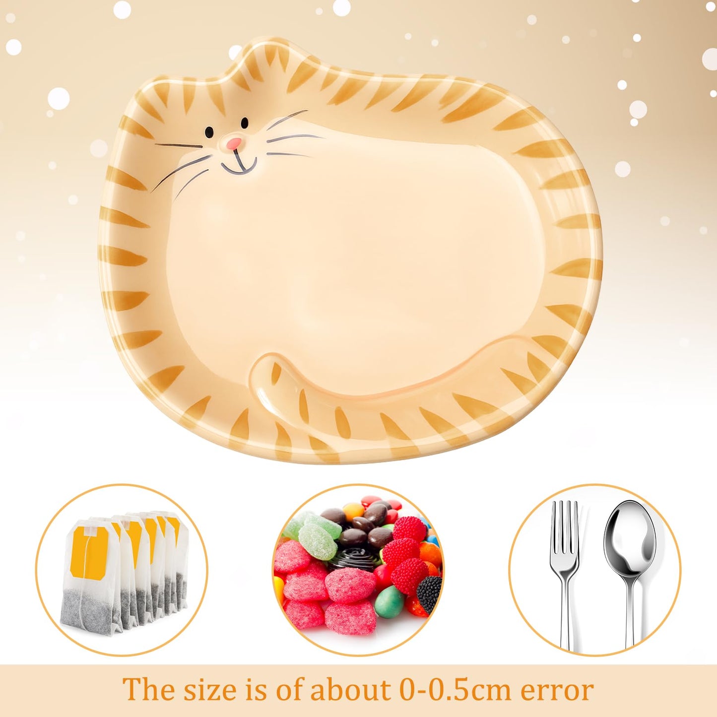 Acellegic 4 Inch Cat Tea Bag Holder Dish Coaster Ceramic Cats Spoon Holder Rest Tea Lover Gifts Soap Coaster for Home Party Decoration(Orange Tabby Cat)