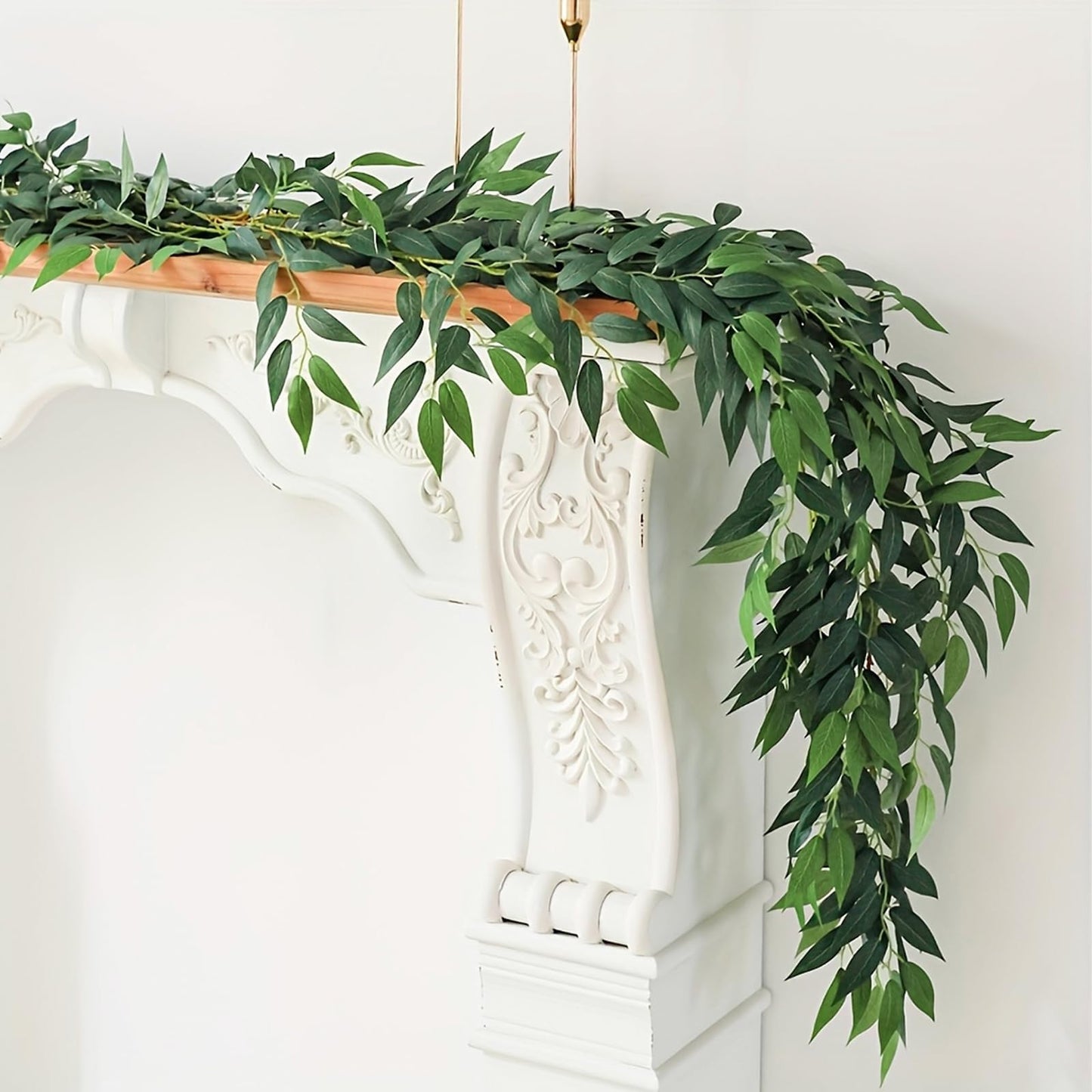 RECUTMS Artificial Willow Leaves Vine Twigs 2Pcs 6.2Ft Fake Hanging Plant Silk Leaf Ivy Garland Faux Italian Ruscus Greenery Indoor Outdoor Wedding Arch Jungle Beach Birthday Party Garden Decor