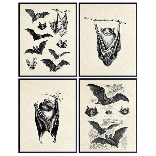 Bats Wall Decor - Bat Decorations - Bat Decor for Home - Creepy Gothic Wall Art - Goth Picture - Pagan Gifts - Gothic Artwork