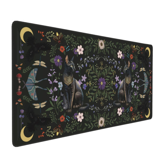 Gothrind Large Gaming Mouse Pad, Gothic Cat Desk Mat, 35.4" x 15.7"