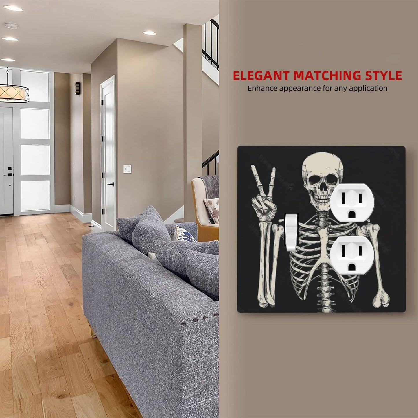 Donecmminery Wallplates Skeleton Skull Boho Hippie Dark Background 1 Toggle 1 Duplex Switch Plate Electrical Gfci Faceplate Decorative Light Switch Covers For Cabin Office Decor